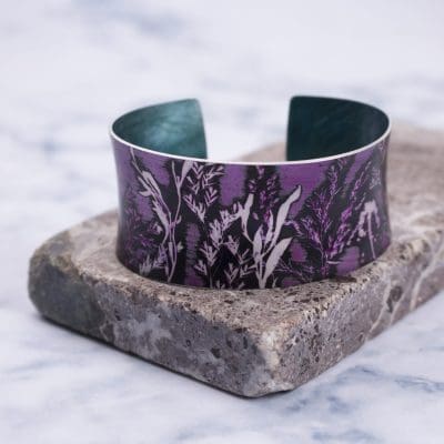 Flowing Grasses in Pink Aluminium Cuff Bracelet