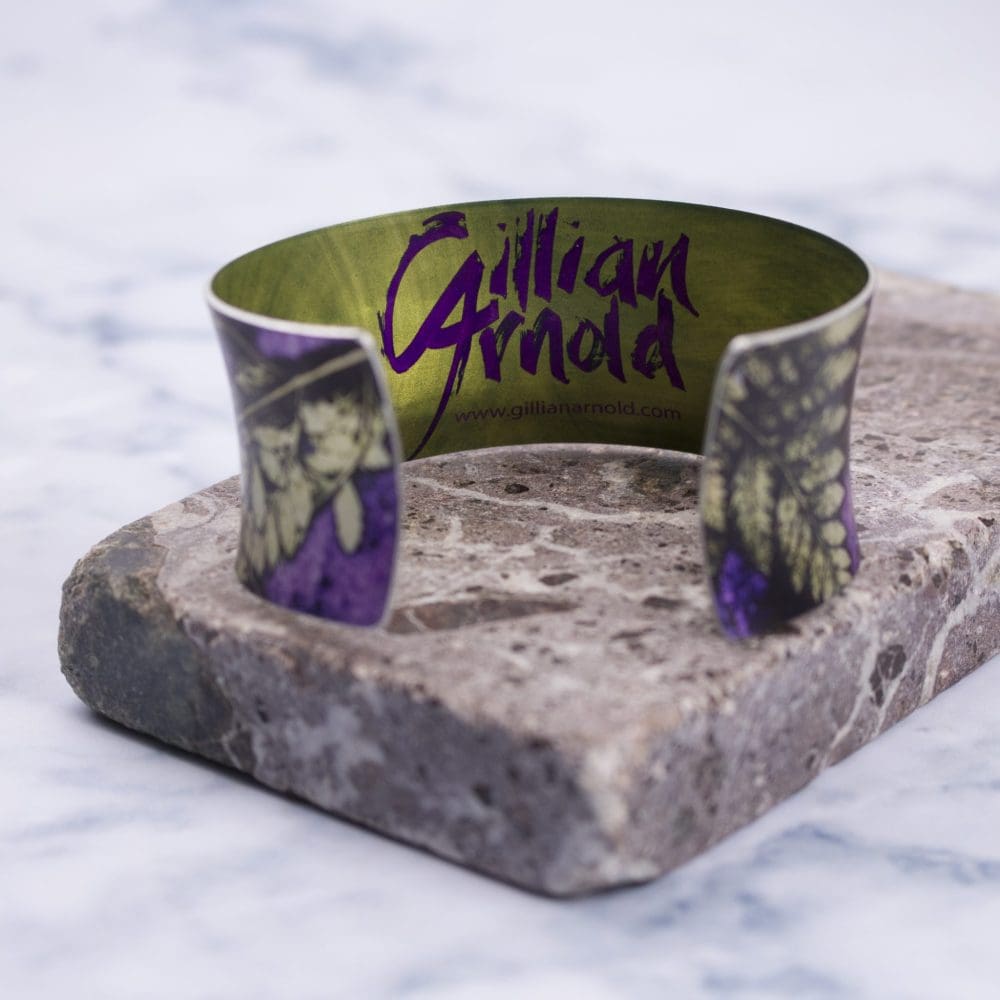 Plum Fern Botanical Inspired Aluminium Cuff, Jewellery Gift