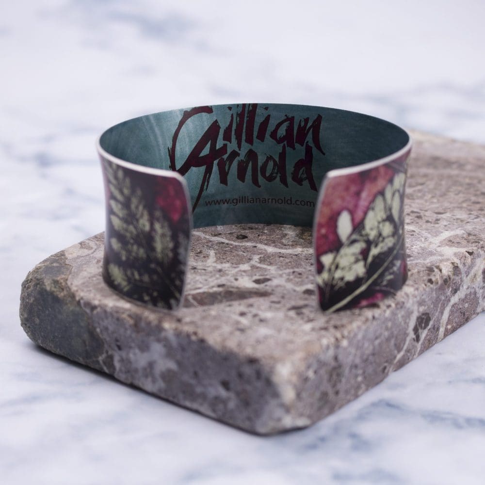 Botanical Inspired Strawberry Fern Cuff Bracelet, Stylish Jewellery