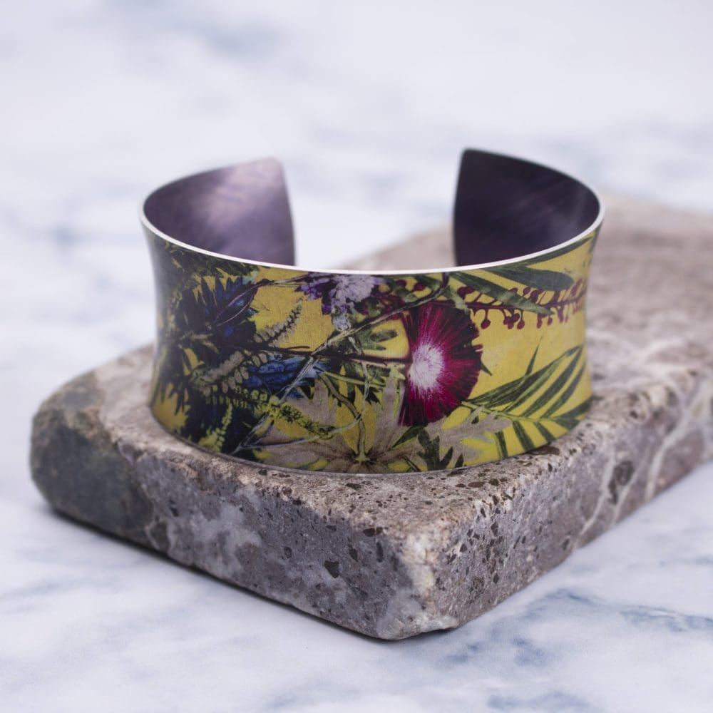 Exotic Tropical Wine Aluminium Cuff Bracelet and Jewellery Gift
