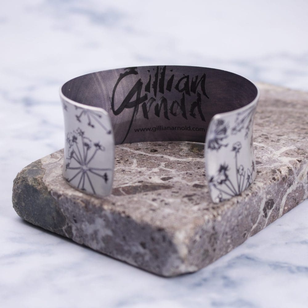 Silver Cow Parsley Aluminium Cuff Bracelet and Jewellery Gift