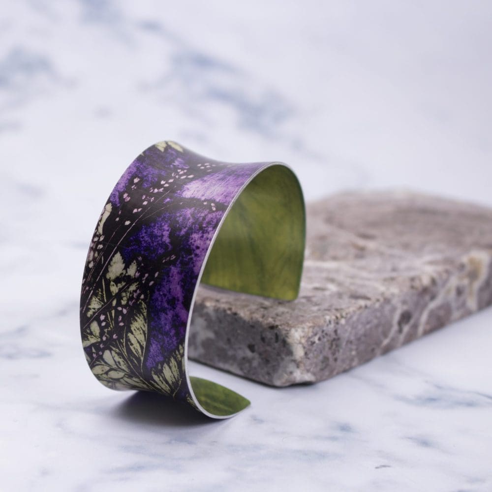 Plum Fern Botanical Inspired Aluminium Cuff, Jewellery Gift