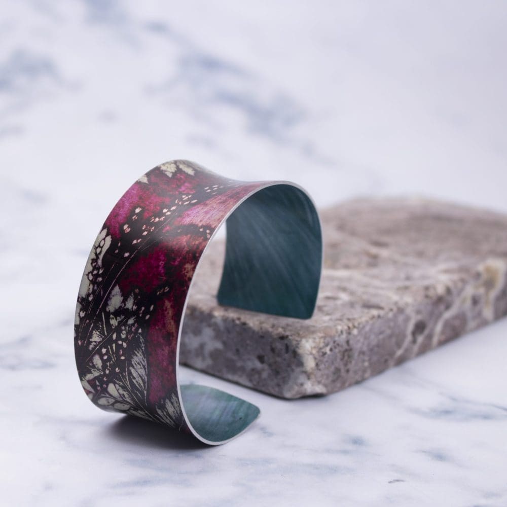 Botanical Inspired Strawberry Fern Cuff Bracelet, Stylish Jewellery