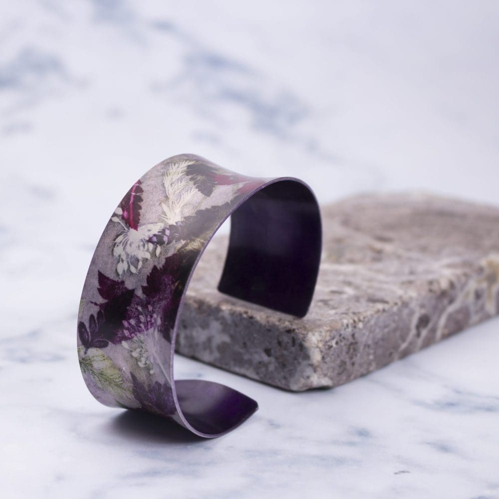 Botanical Inspired Floral Dance Aluminium Cuff, Stylish Handmade Jewellery