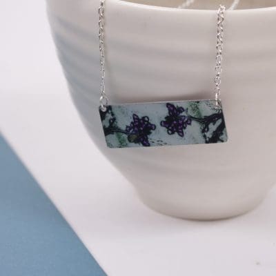 Exotic Inspired Fuchsia Lace Bar Pendant Necklace