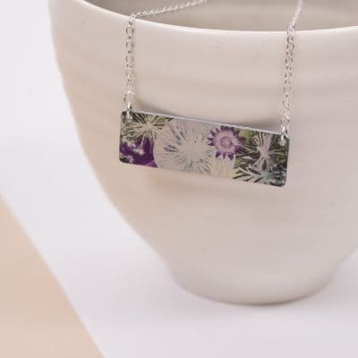 Botanical Inspired Winter Moon Bar Pendant Necklace