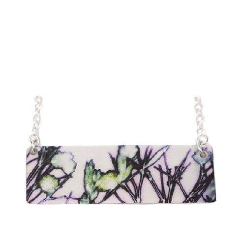 Botanical Inspired Aqua Branch Pendant Necklace