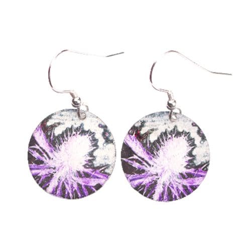 Botanical Inspired Purple Thistle Earring Set. Stylish Jewellery Gift