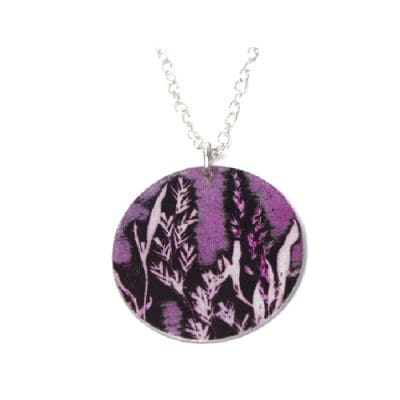 Botanical Inspired Flowing Grasses in Pink Pendant Necklace