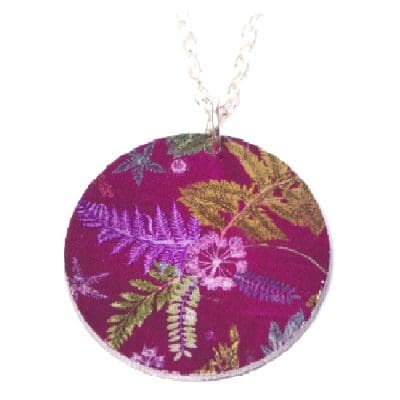 Botanical Inspired NTS Hot Pink Pendant Necklace