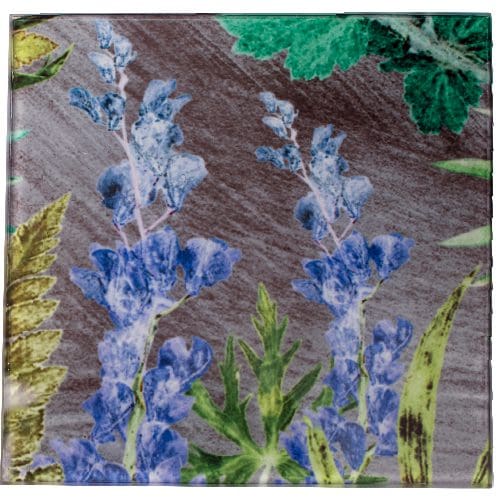 Delphinium Botanic Style Glass Coaster