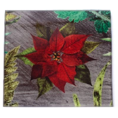 Poinsettia Botanic Style Glass Coaster