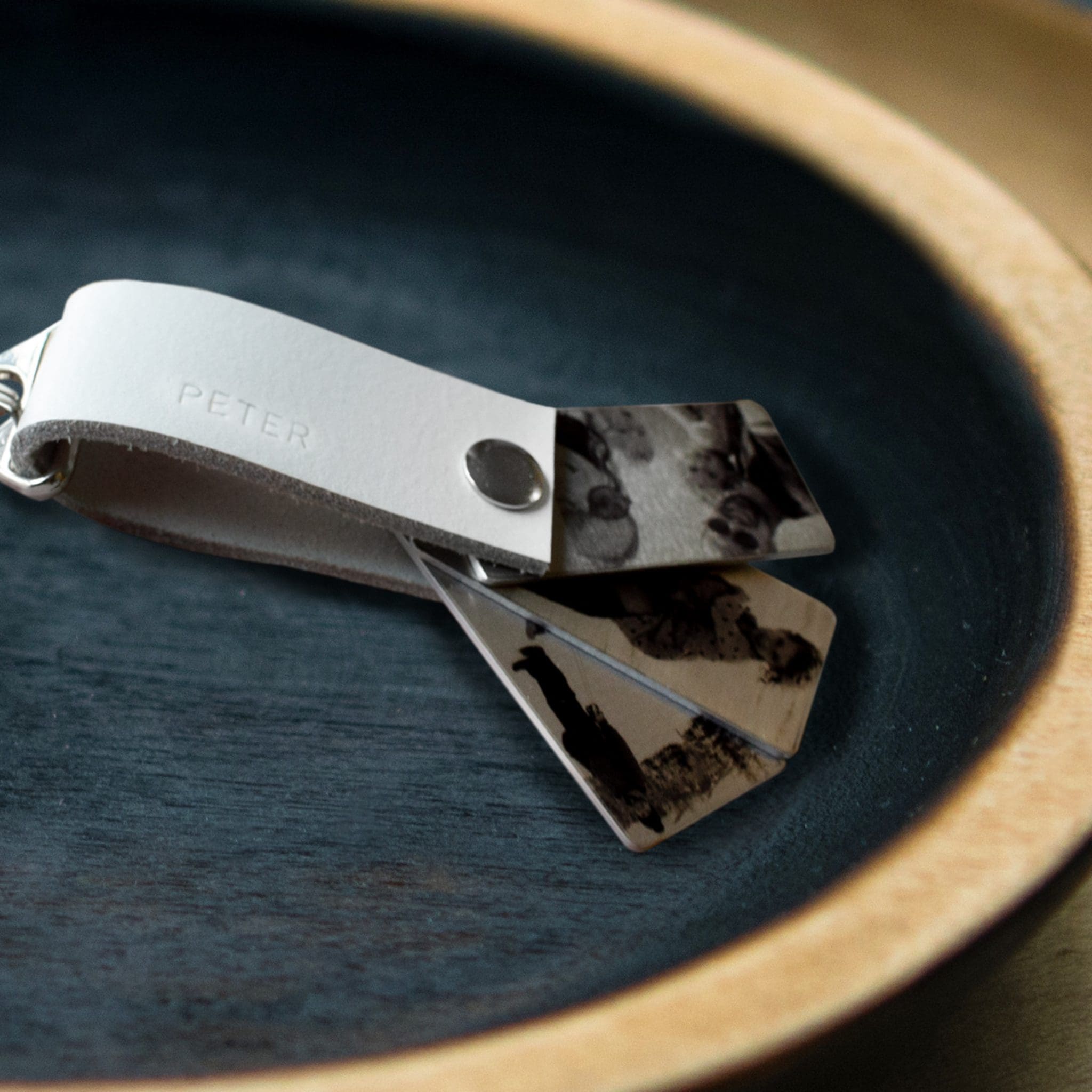 Men's Personalised Leather Photo Key Ring | Leather Gifts for Men