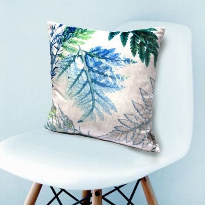 Forage 2 | Blue & Green Fern Design Sofa Cushion