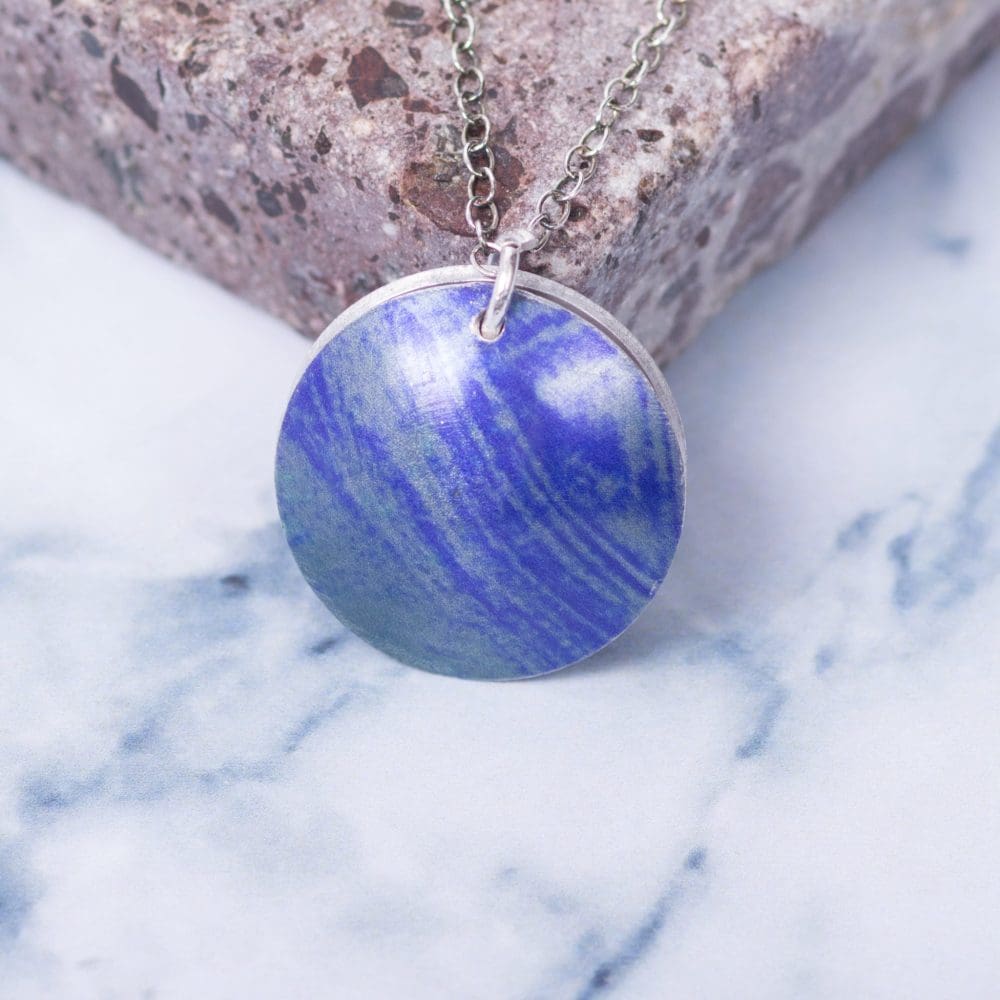 Painterly Blue, Personalised Locket Charm Necklace Gift - Image 3