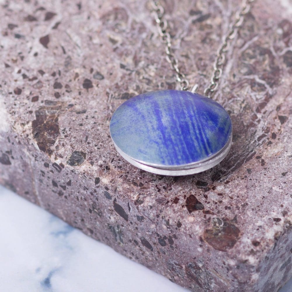 Painterly Blue, Personalised Locket Charm Necklace Gift - Image 4