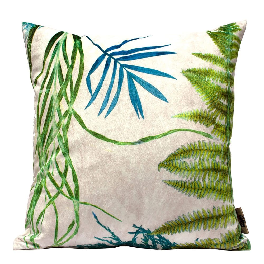 Bridging Vine | Green & Cream Sofa Cushion Fern Design - Image 2