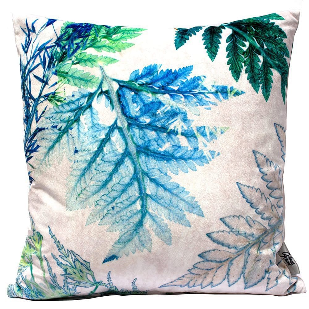 Forage 2 | Blue & Green Fern Design Sofa Cushion
