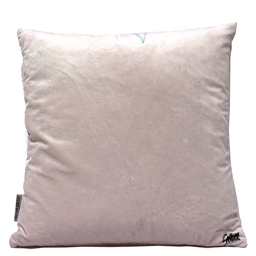 Fading Horizon | Blue/Green & Bronze Sofa Cushion Fern Design - Image 3