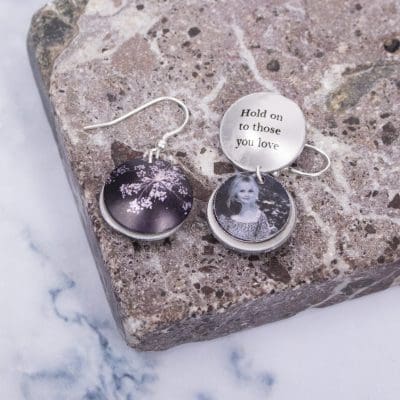 Personalised Cow Parsley Photo Slide Locket Earring