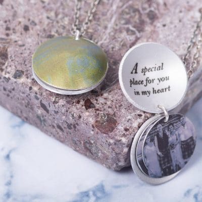 Golden Streaks, Personalised Locket Charm Necklace Gift