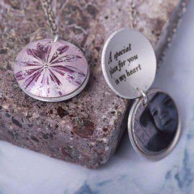Winter Leaves, Personalised Locket Necklace, Charm Gift