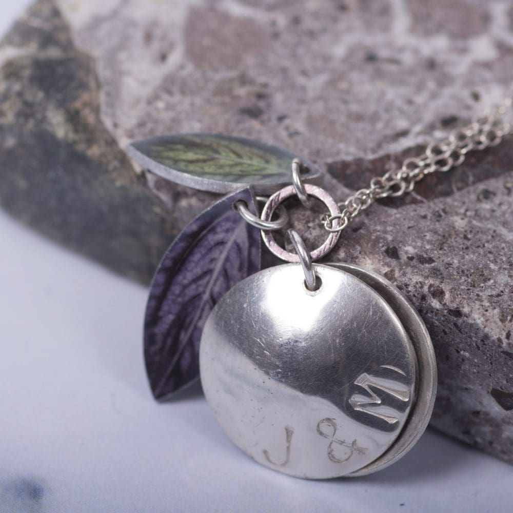 Silver Necklace Locket Charm With Initials And Photos - Image 3