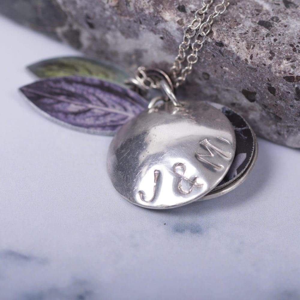Silver Necklace Locket Charm With Initials And Photos - Image 4