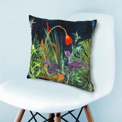 Secret Garden 1 | Dark Floral Print Sofa Cushion