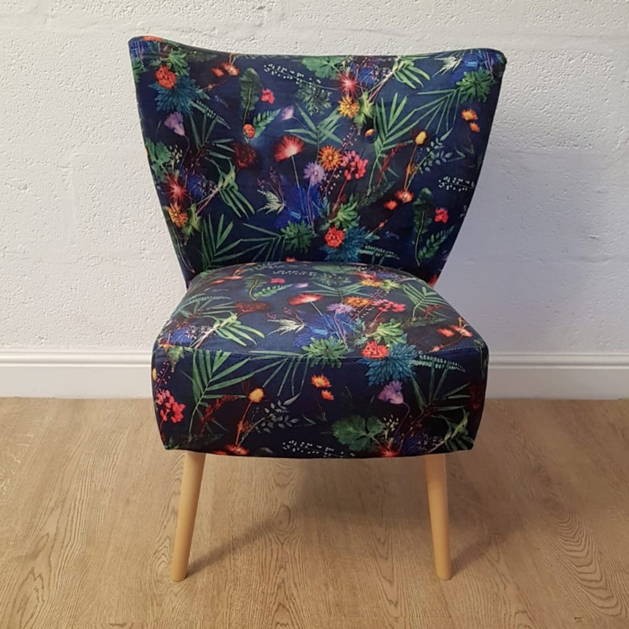 Indigo Tropical | Bedroom Chair | Blue Velvet Cocktail Chair