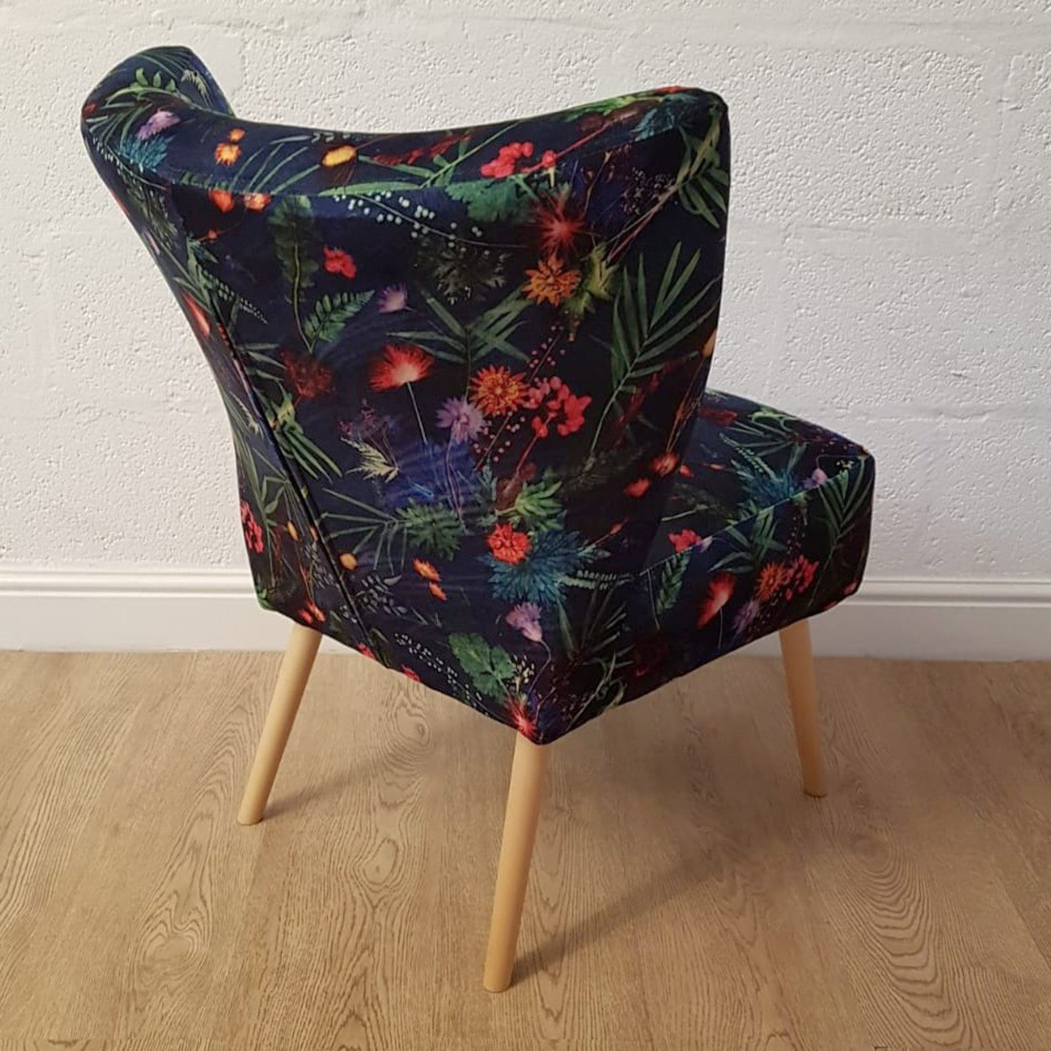 Indigo Tropical | Bedroom Chair | Blue Velvet Cocktail Chair