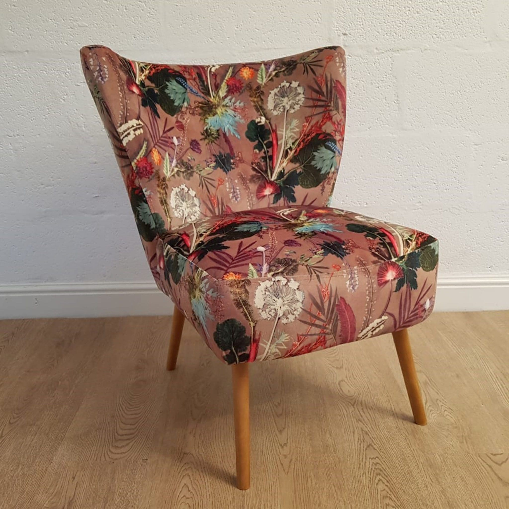 Tropical Dusk | Designer Chair | Brown Velvet Cocktail Chair