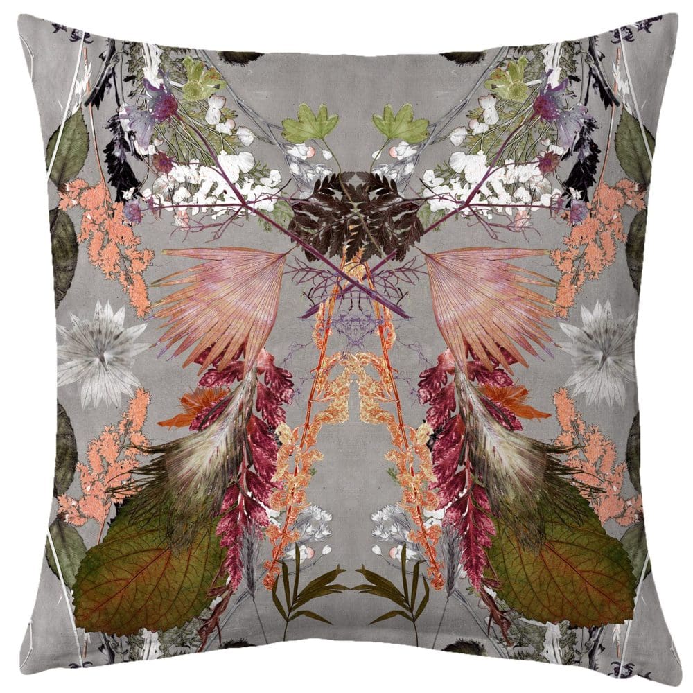 Natures Wings | Dark Floral Print Sofa Cushion
