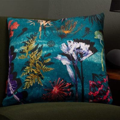 Mylas Mystery | Aqua Marine | Floral Print Cushion