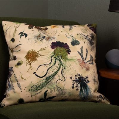 Jellyfish Sepia | Underwater Sea | Floral Print Cushion