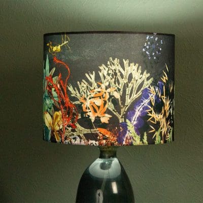 Seaweed Meadow | Charcoal and brights |Floral Print Lampshade