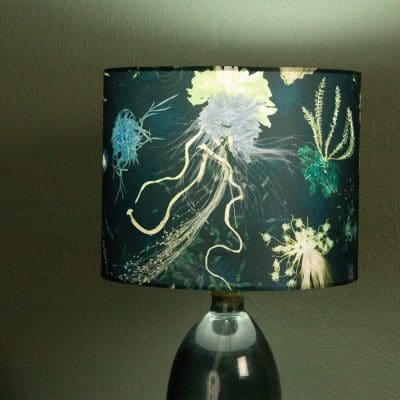 Jellyfish Blue | Underwater | Dark Blue Sea | Floral Print Lampshade