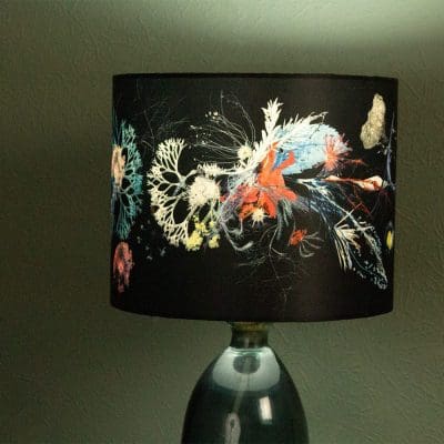 Oceana Crescendo | Dark Inky Black | Floral Print Lampshade