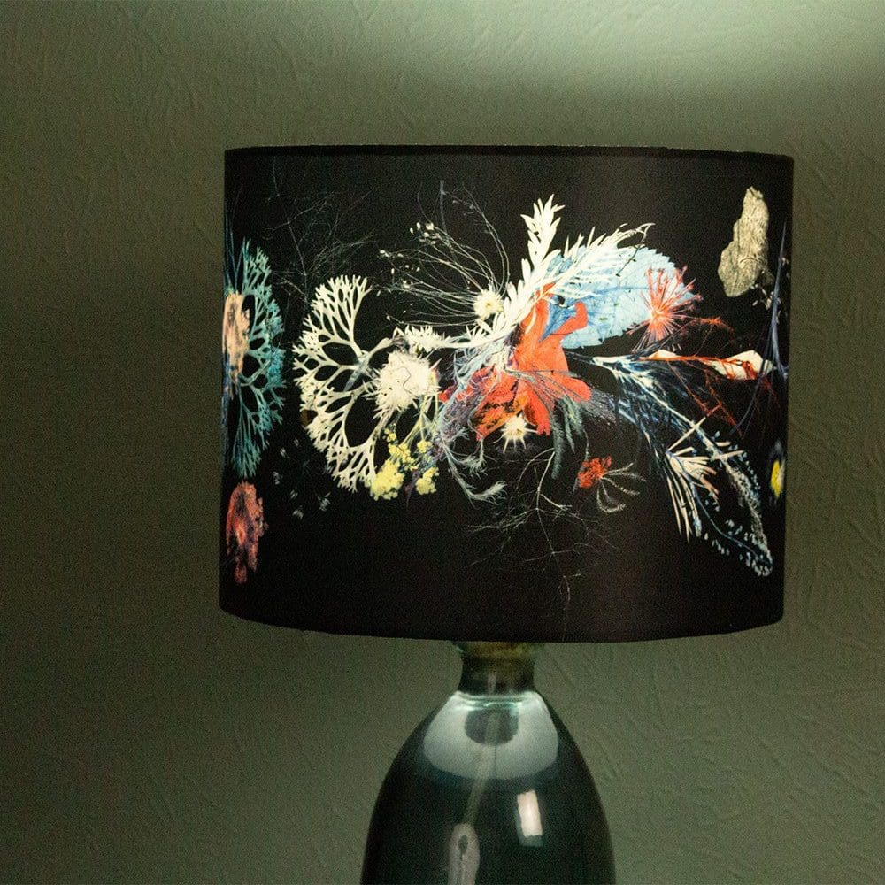 Oceana Crescendo | Dark Inky Black | Floral Print Lampshade